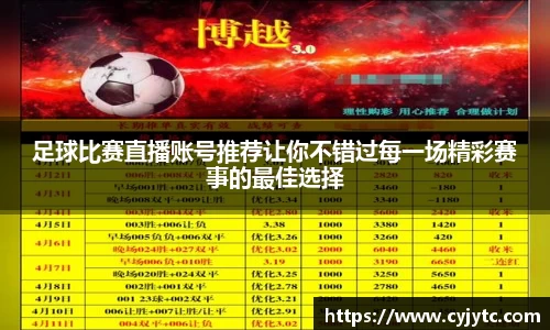 足球比赛直播账号推荐让你不错过每一场精彩赛事的最佳选择