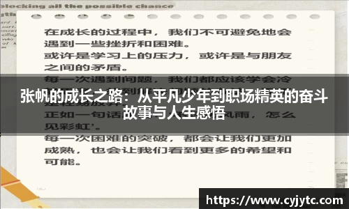 张帆的成长之路：从平凡少年到职场精英的奋斗故事与人生感悟